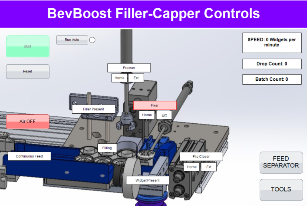 filler/capper controls