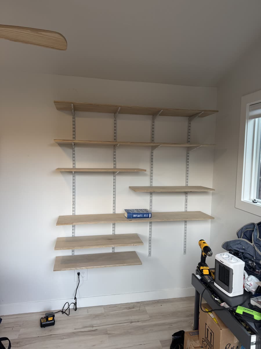 A shelf on its brackets