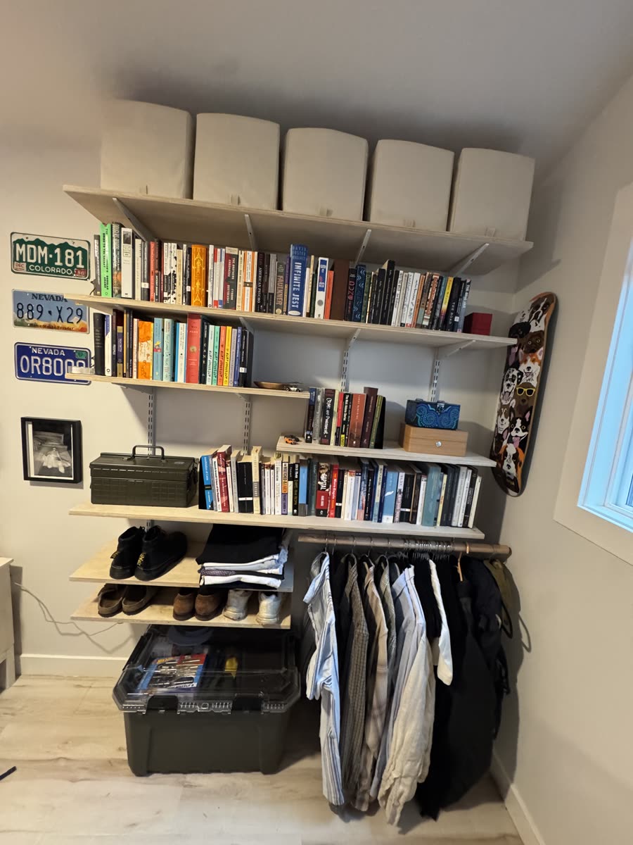 The finished shelving, loaded